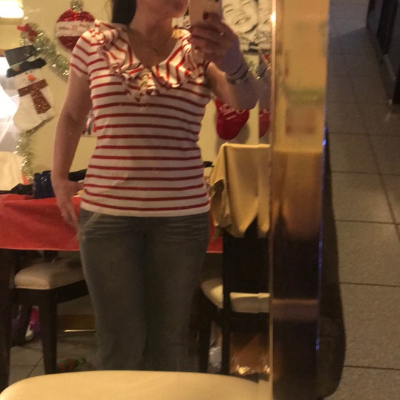 Lauren by Ralph Lauren nautical ruffled top - Picture 3 of 4